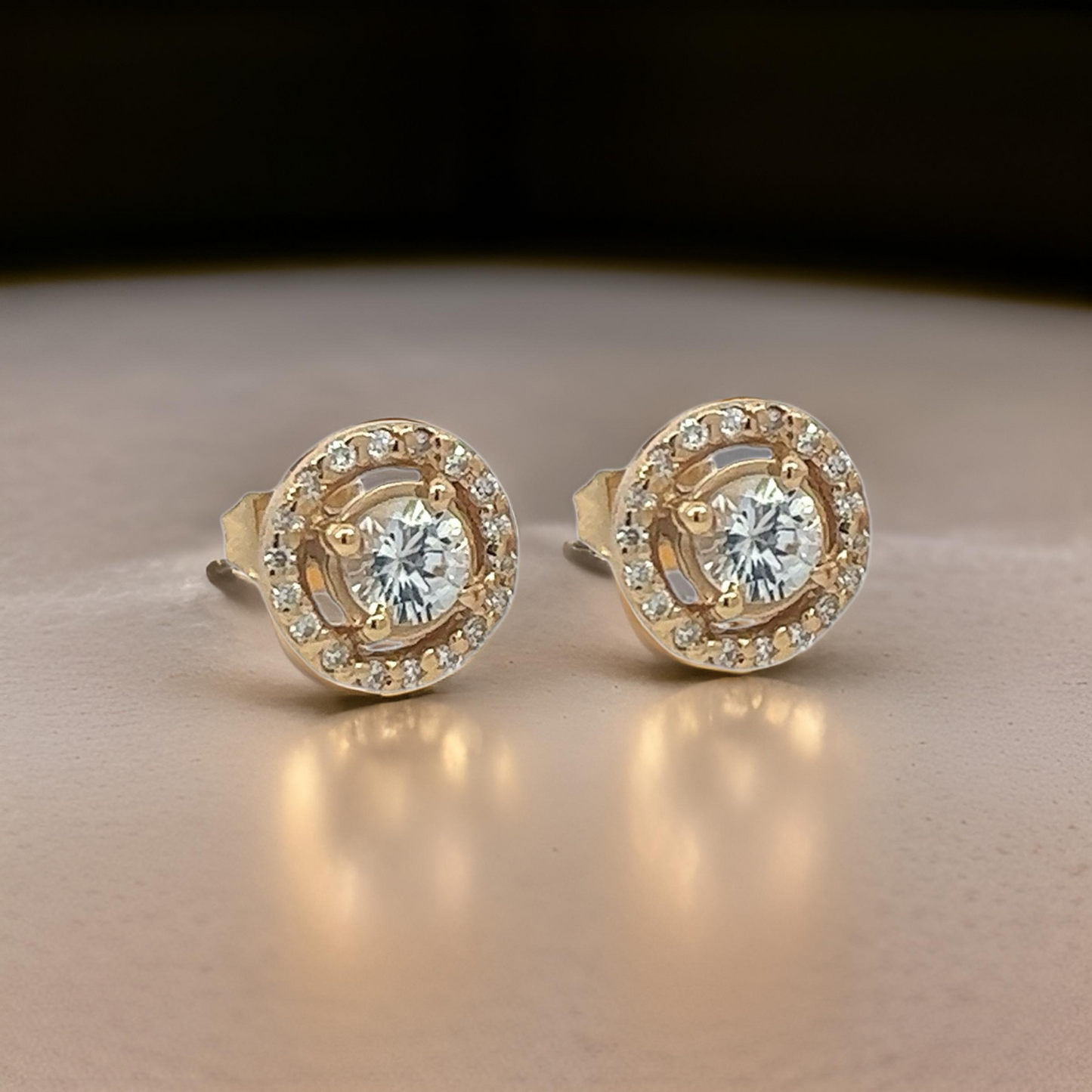 Natural White Sapphire Diamond Stud Earrings 14k Yellow Gold 0.97 TCW Certified $3,075 216092