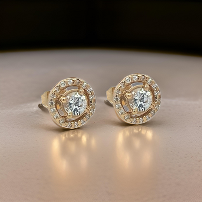 Natural White Sapphire Diamond Stud Earrings 14k Yellow Gold 0.97 TCW Certified $3,075 216092