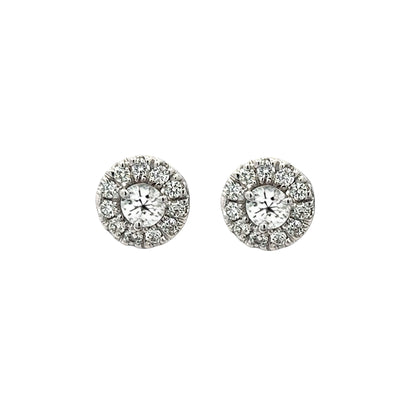 Natural White Sapphire Diamond Stud Earrings 14k W Gold 1.26 TCW Certified $3,050 216093