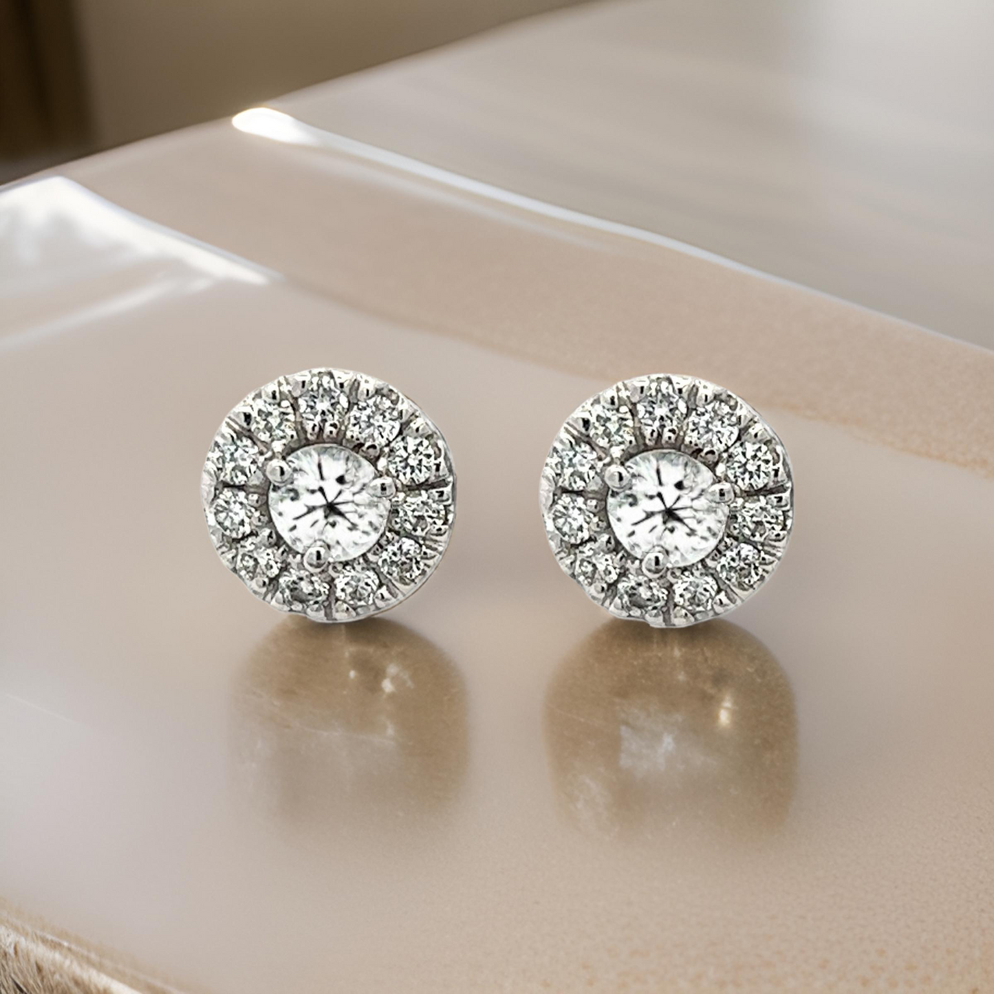 Natural White Sapphire Diamond Stud Earrings 14k W Gold 1.26 TCW Certified $3,050 216093