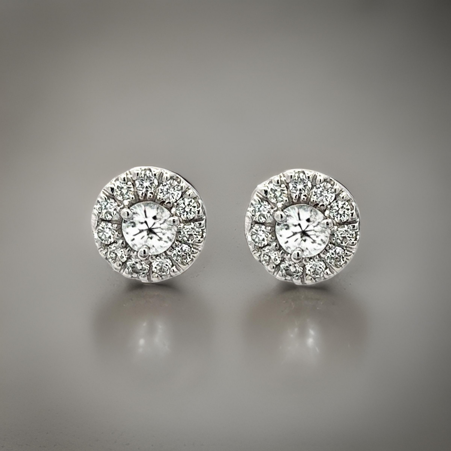 Natural White Sapphire Diamond Stud Earrings 14k W Gold 1.26 TCW Certified $3,050 216093