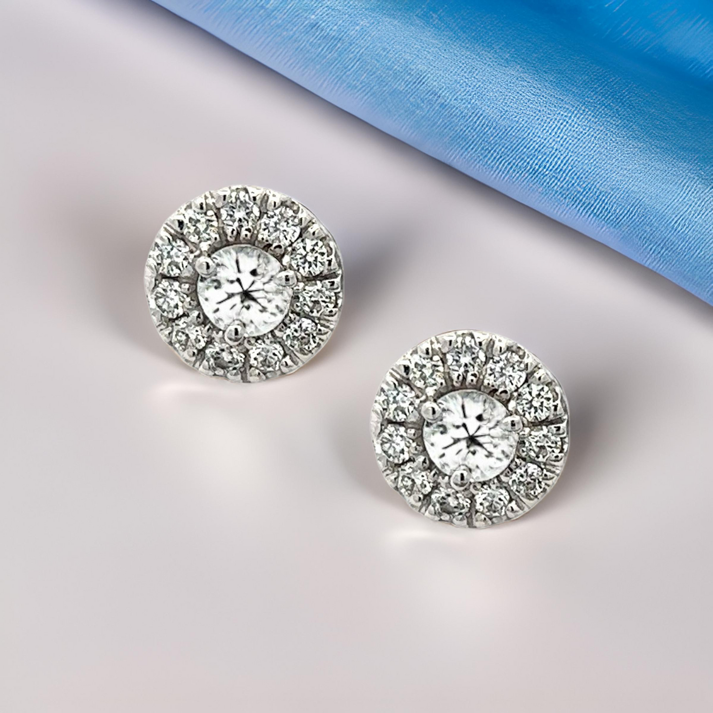 Natural White Sapphire Diamond Stud Earrings 14k W Gold 1.26 TCW Certified $3,050 216093