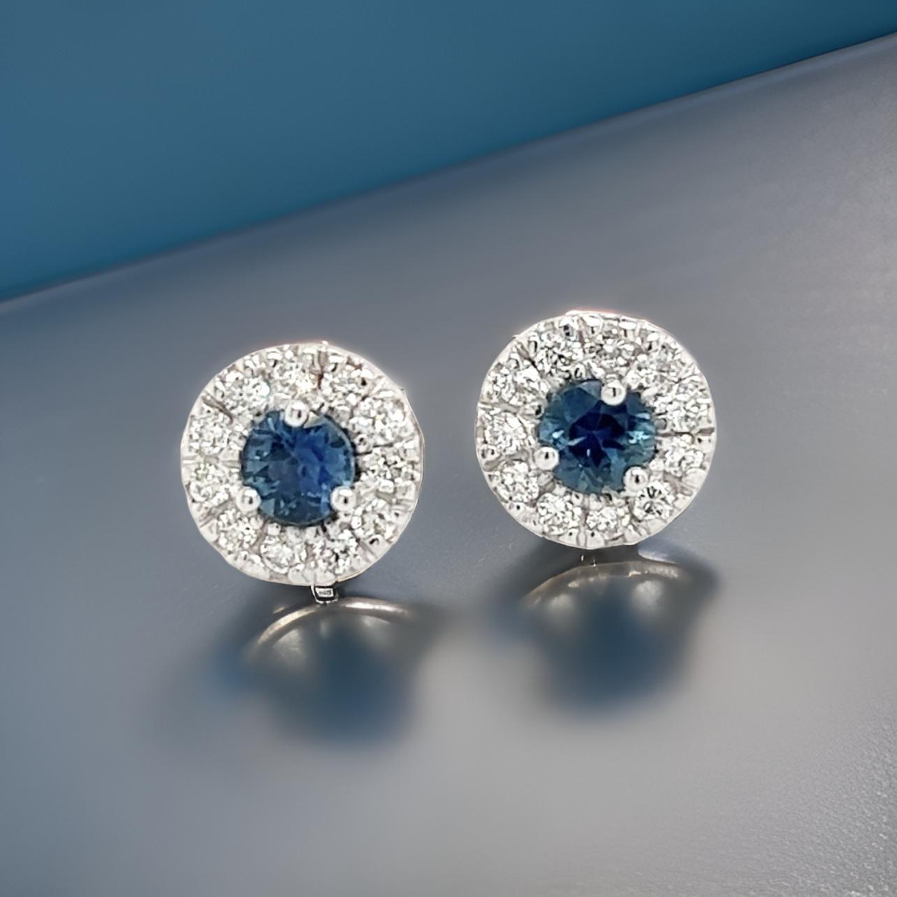 Natural Sapphire Diamond Stud Earrings 14k Gold 1.09 TCW Certified $3,950 216098