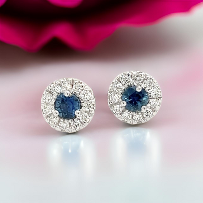 Natural Sapphire Diamond Stud Earrings 14k Gold 1.09 TCW Certified $3,950 216098