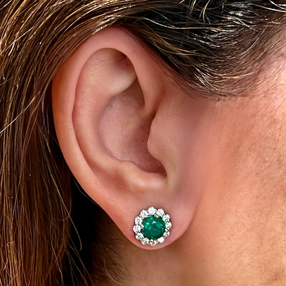 Natural Emerald Diamond Earrings 18k White Gold 3.8 TCW Certified $7,950 210746