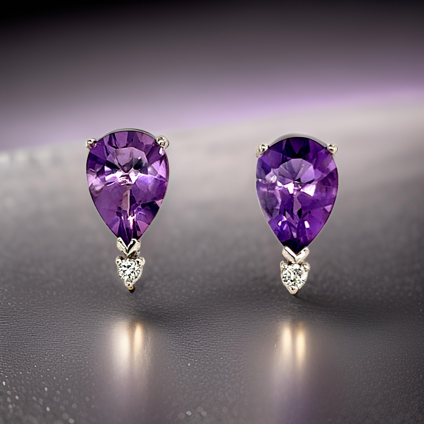 Natural Amethyst Diamond Earrings 14k Gold 3.71 TCW Certified $2,950 210754