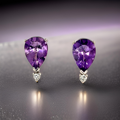 Natural Amethyst Diamond Earrings 14k Gold 3.71 TCW Certified $2,950 210754