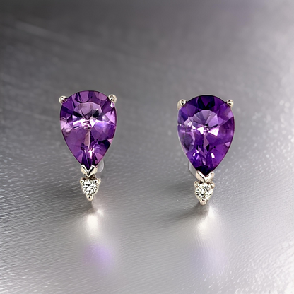 Natural Amethyst Diamond Earrings 14k Gold 3.71 TCW Certified $2,950 210754