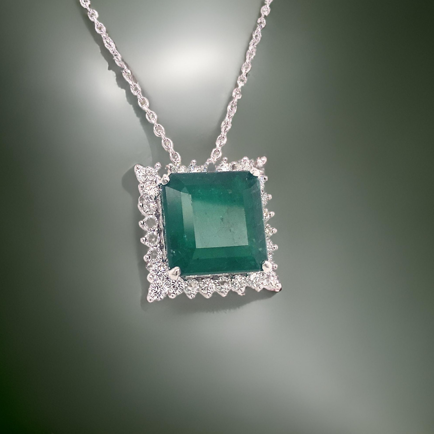 Diamond Emerald Necklace 18" Platinum 9.70 TCW GIA Certified $16,950 921902