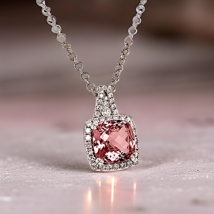 Diamond Rubellite Tourmaline Necklace 5.47 CT 18k Gold Certified $5,590 921150