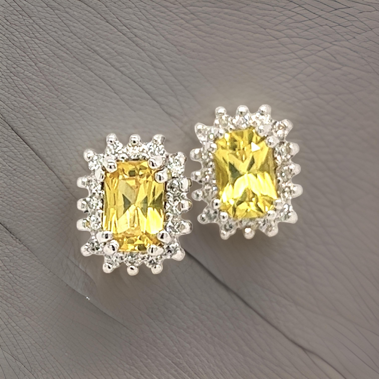 Natural Sapphire Diamond Stud Earrings 14k W Gold 1.71 TCW Certified $2950 121262