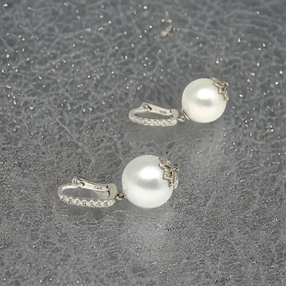 Diamond Large South Sea Pearl Earrings 14k Gold 13 mm Certified $4,950 915306