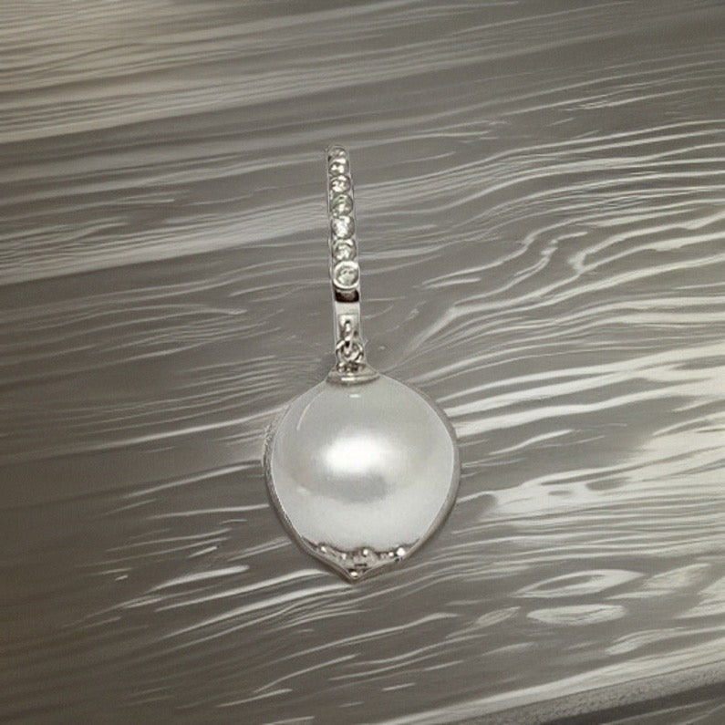 Diamond Large South Sea Pearl Earrings 14k Gold 13 mm Certified $4,950 915306 - Certified Fine Jewelry
