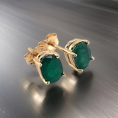 Natural Emerald Earrings 14k Yellow Gold 1.5 TCW Certified $1,895 017933