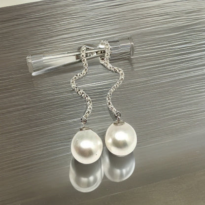 Diamond South Sea Pearl Earrings 14k Gold Large 11.00 mm Certified $4,950 913484