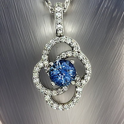 Natural Sapphire Diamond Pendant With Chain 17.5" 14k W Gold 2.17 TCW Certified $4,975 216663