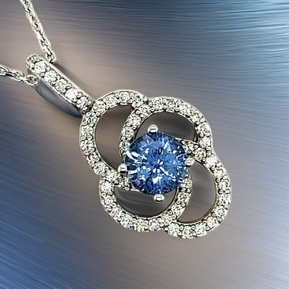 Natural Sapphire Diamond Pendant With Chain 17.5" 14k W Gold 2.17 TCW Certified $4,975 216663
