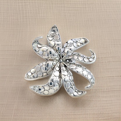 John Hardy Estate XL Flower Ayu Frangipiani Cocktail Ring 8 Silver JH102