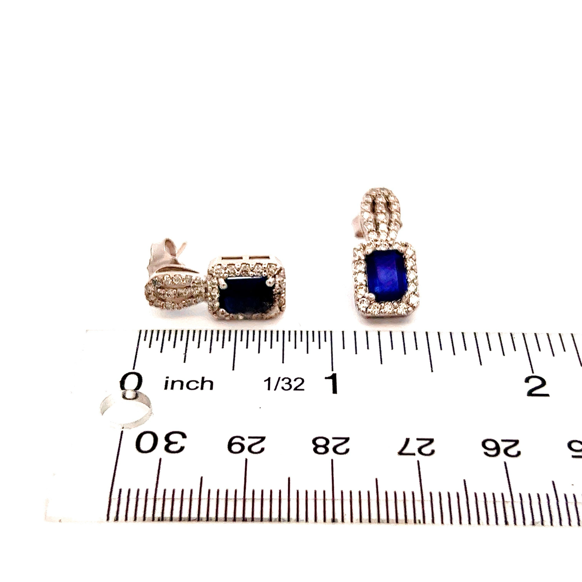 Natural Sapphire Diamond Earrings 14k W Gold 2.84 TCW Certified $6,950 215410 - Certified Fine Jewelry