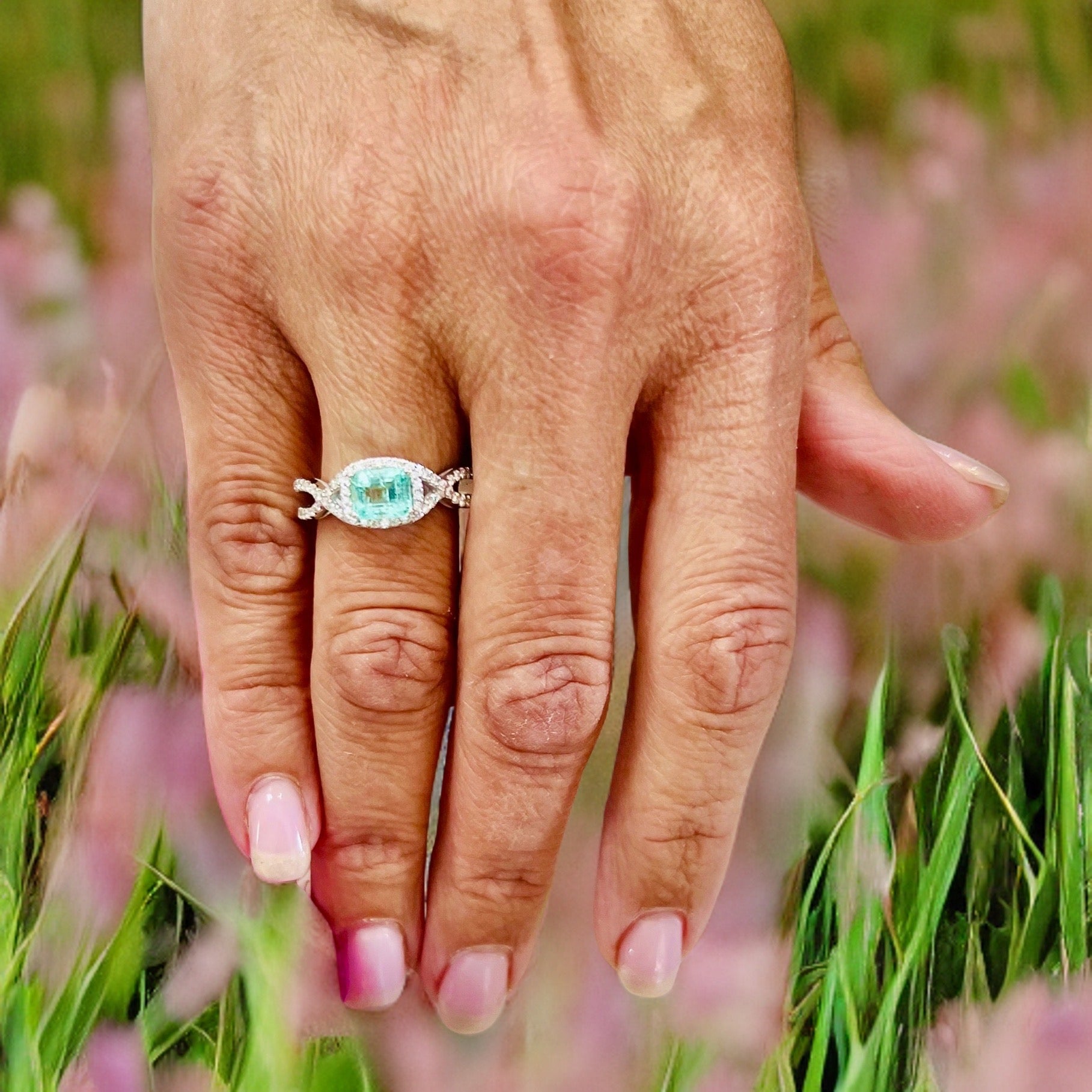 Natural Emerald Diamond Ring 6.5 14k W Gold 1.31 TCW Certified $4,750 216674 - Certified Fine Jewelry