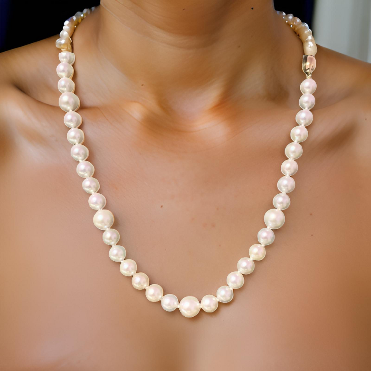 Akoya Pearl Necklace 14k Gold 18" 8.5 mm Certified $3,975 114987