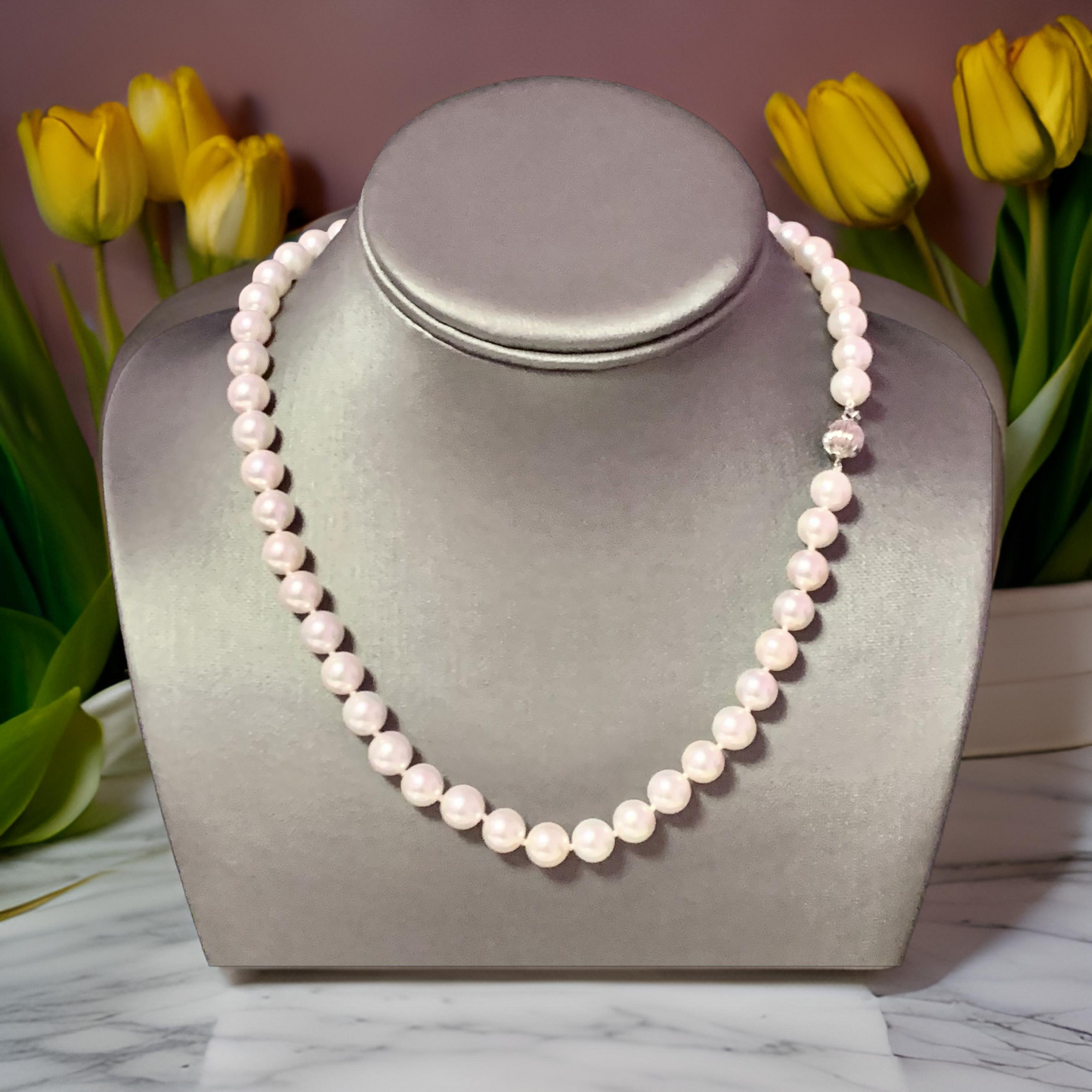 Akoya Pearl Necklace 14k Gold 18" 8.5 mm Certified $5,950 116390