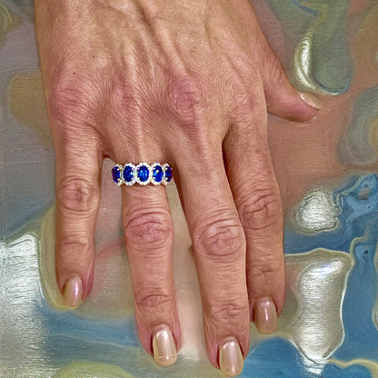 Natural Sapphire Diamond Ring 7 14k W Gold 3.07 TCW Certified $5,975 218112 - Certified Fine Jewelry