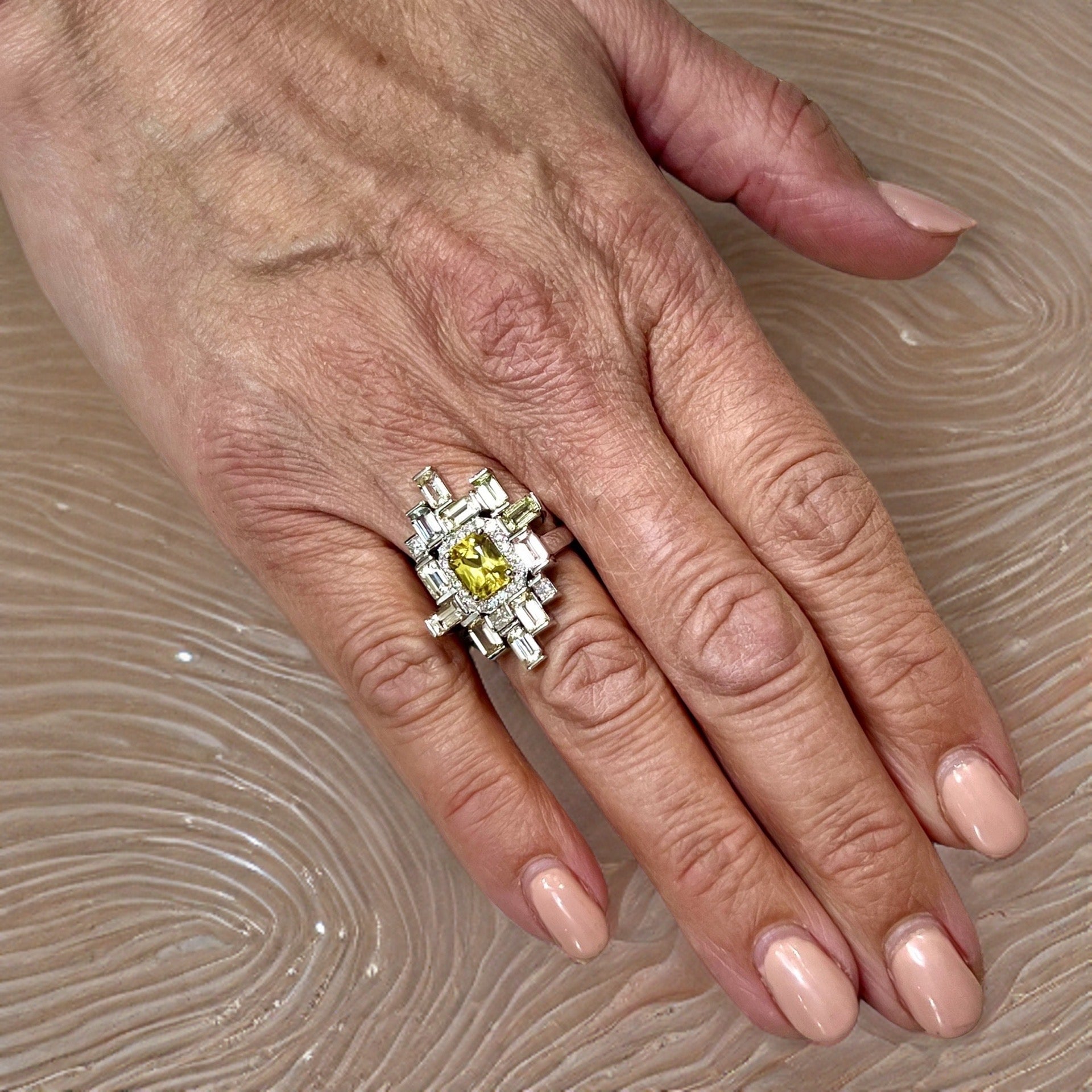 Natural Sapphire Diamond Ring 6.75 14k W Gold 13.3 TCW Certified $7,975 301438 - Certified Fine Jewelry