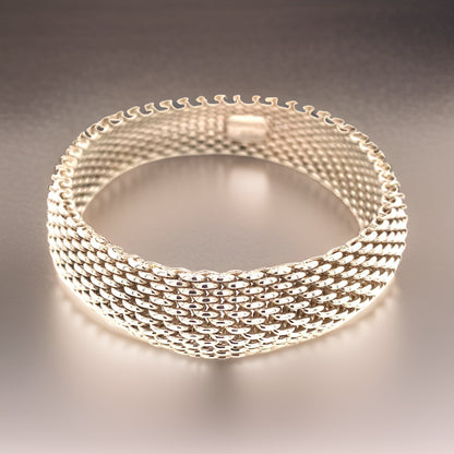 Tiffany & Co Estate Somerset Bracelet 7.5" Sterling Silver 15 mm TIF578 - Certified Fine Jewelry