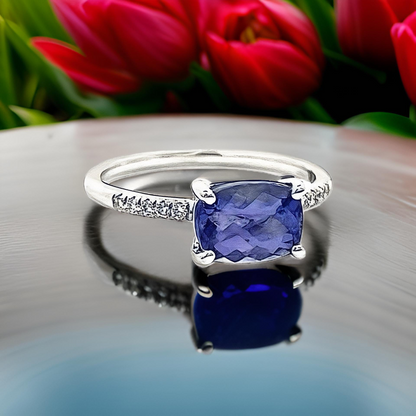 Natural Tanzanite Diamond Ring Size 6.5 14k W Gold 1.79 TCW Certified $3,950 310606