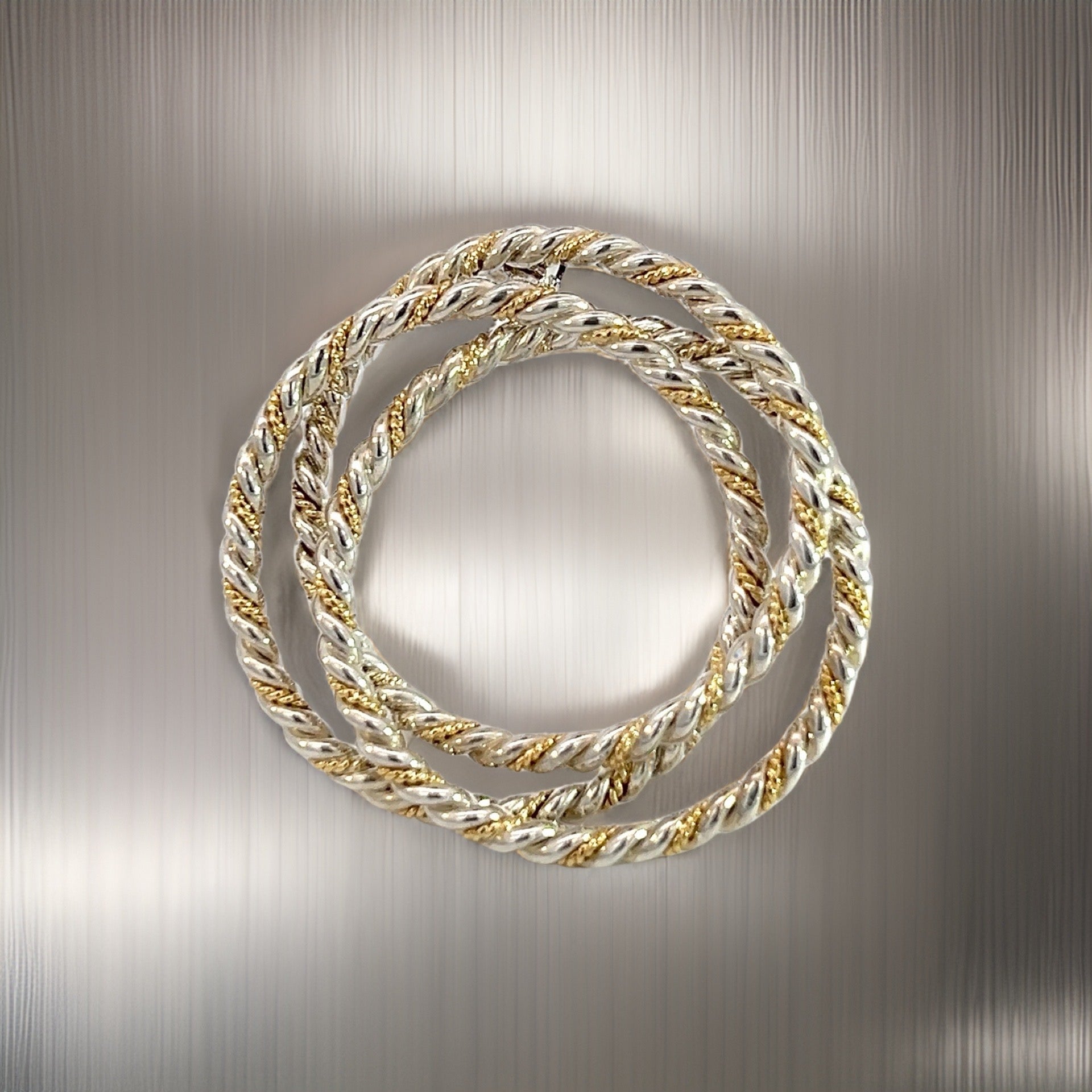 Tiffany & Co Estate Triple Wreath Brooch Pin 18K Silver TIF540 - Certified Fine Jewelry