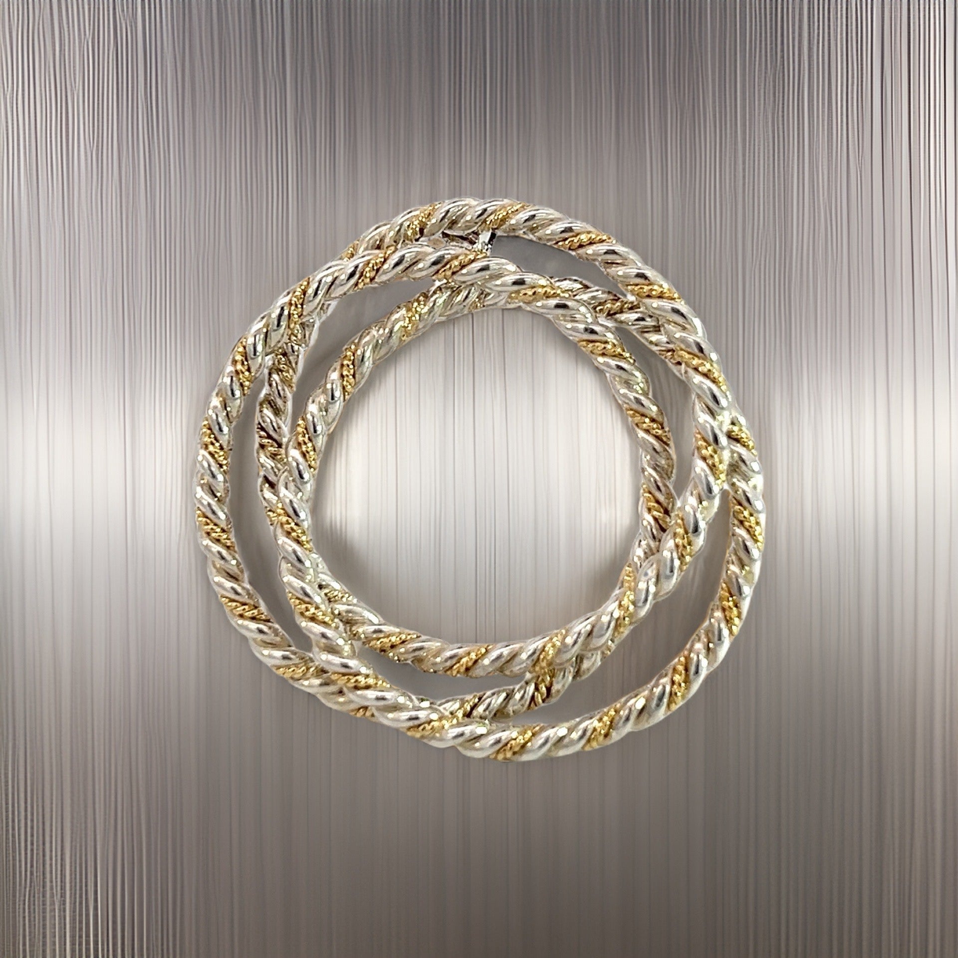 Tiffany & Co Estate Triple Wreath Brooch Pin 18K Silver TIF540 - Certified Fine Jewelry
