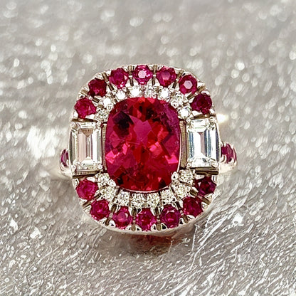 Tourmaline Ruby Sapphire Diamond Ring 14k Gold 5.1 TCW GIA Certified $12,750 210737