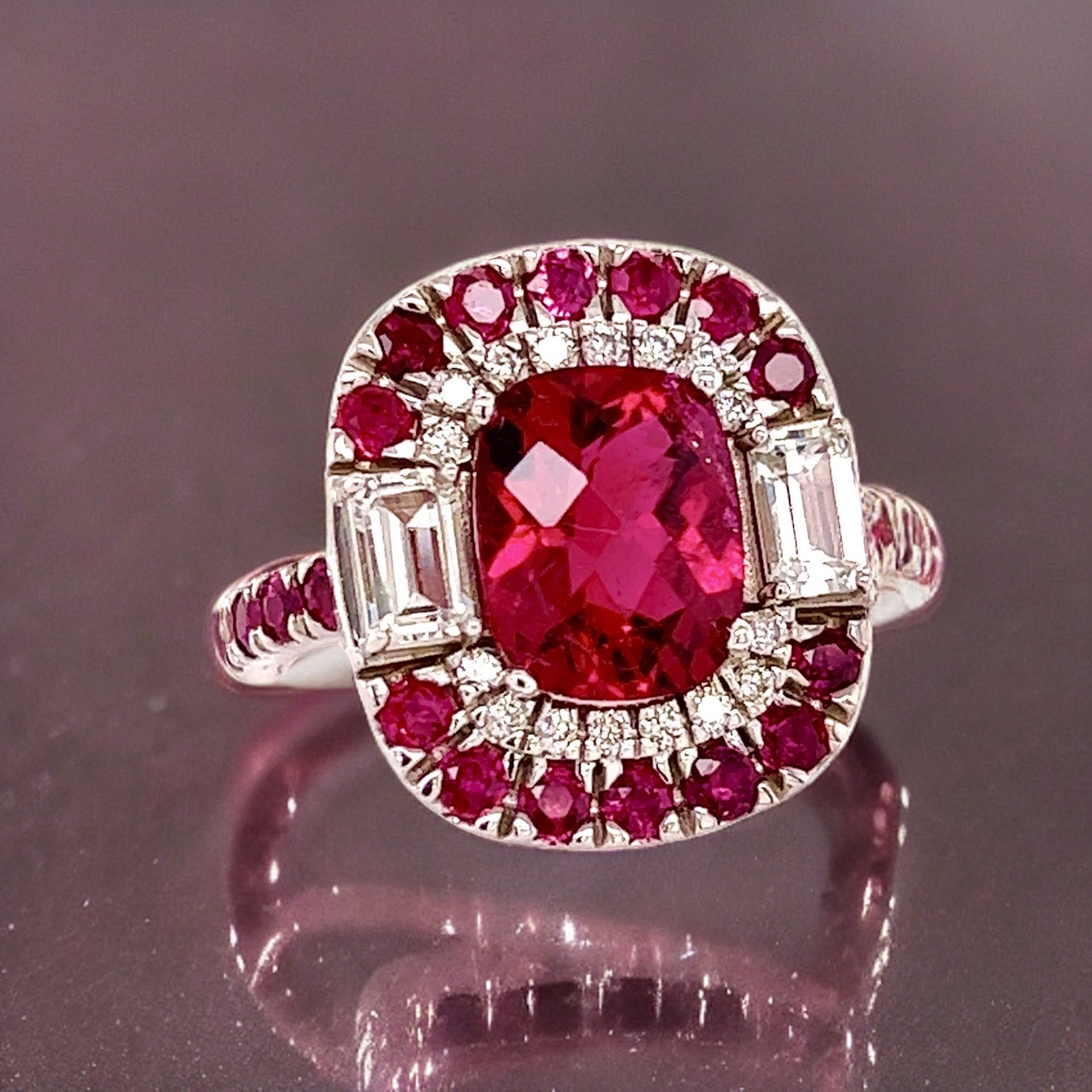 Tourmaline Ruby Sapphire Diamond Ring 14k Gold 5.1 TCW GIA Certified $12,750 210737 - Certified Fine Jewelry