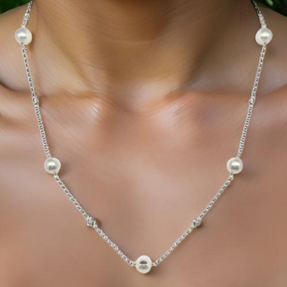 Diamond Akoya Pearl Necklace 14k Gold 7.90 mm 20" Certified $1,850 818174