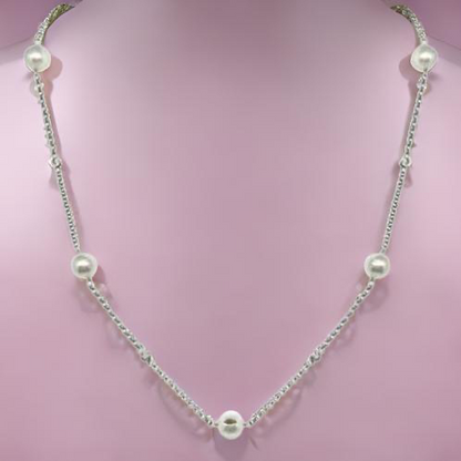 Diamond Akoya Pearl Necklace 14k Gold 7.90 mm 20" Certified $1,850 818174