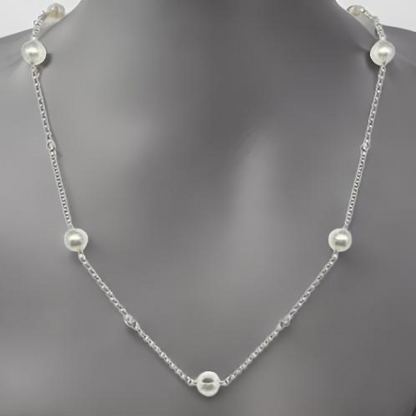 Diamond Akoya Pearl Necklace 14k Gold 7.90 mm 20" Certified $1,850 818174