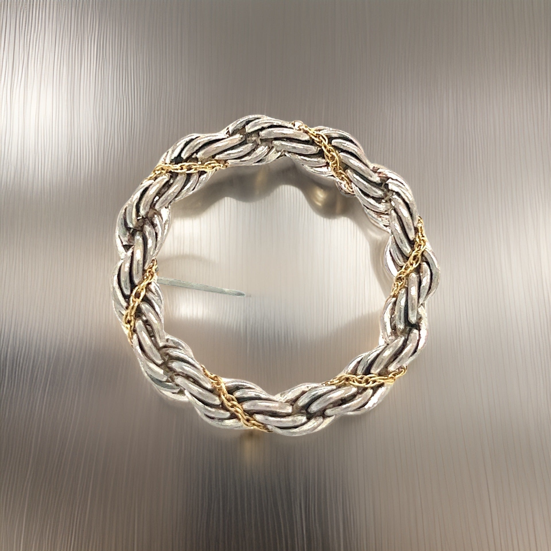 Tiffany & Co Estate Circle Wreath Brooch 18k G + Silver TIF429 - Certified Fine Jewelry