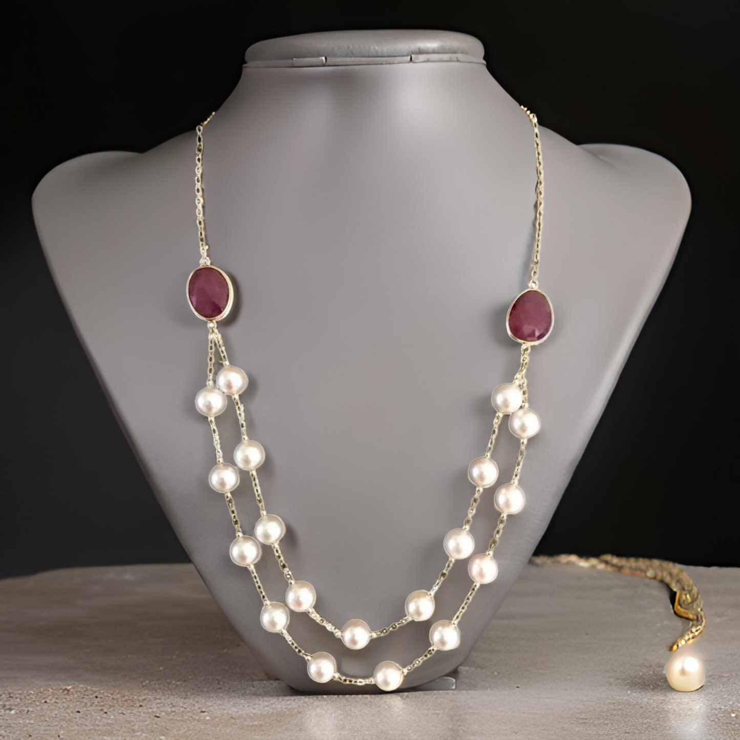 Akoya Pearl Ruby Necklace 14k Gold 7.80 mm 19 3/4" Certified $2,450 820424