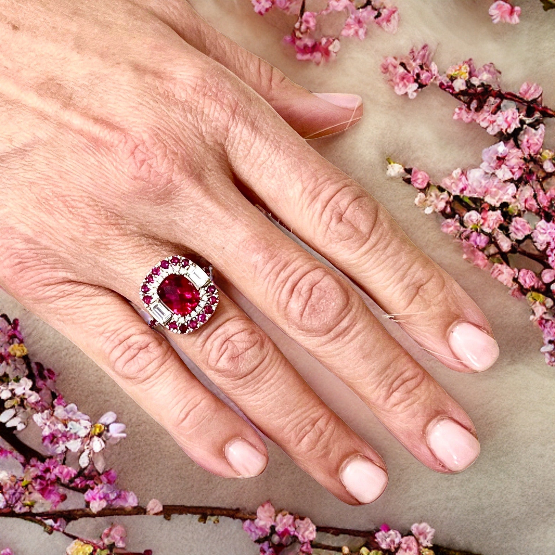 Tourmaline Ruby Sapphire Diamond Ring 14k Gold 5.1 TCW GIA Certified $12,750 210737 - Certified Fine Jewelry