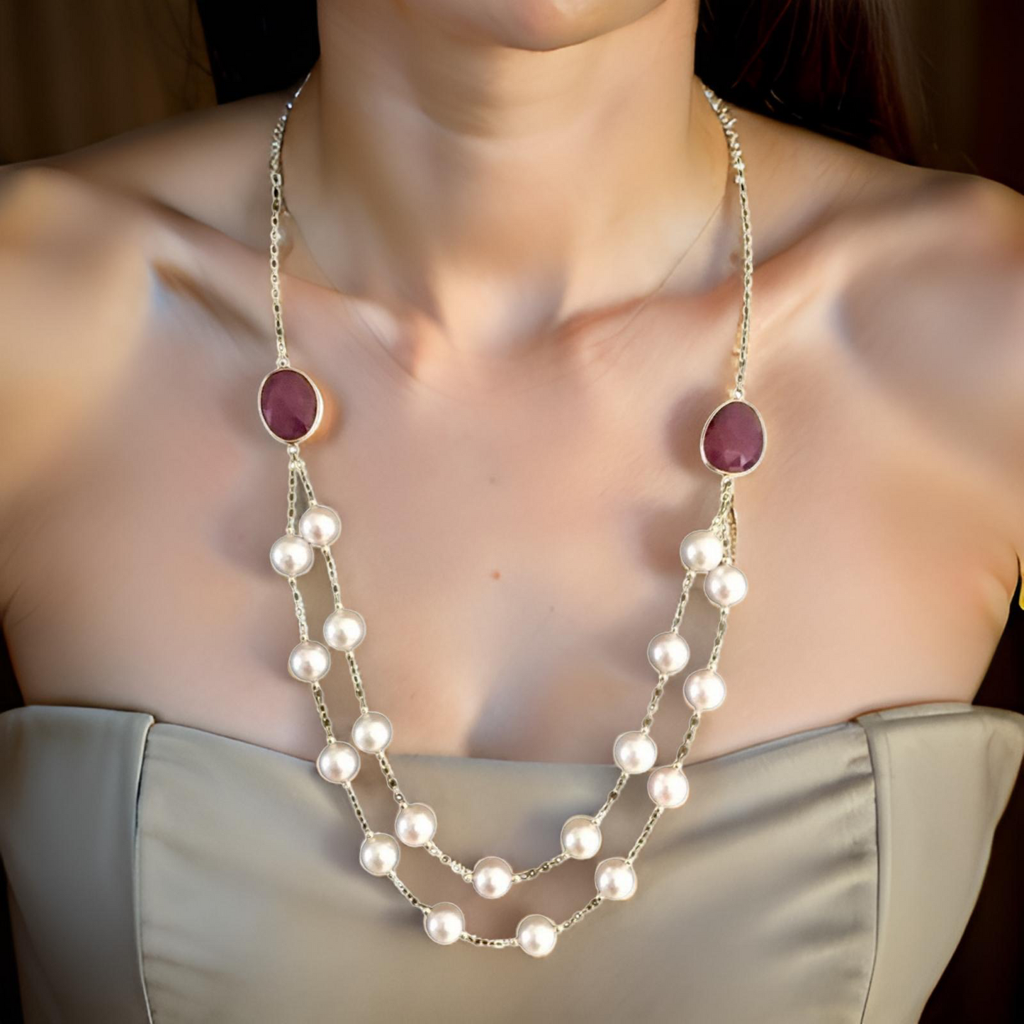 Akoya Pearl Ruby Necklace 14k Gold 7.80 mm 19 3/4" Certified $2,450 820424