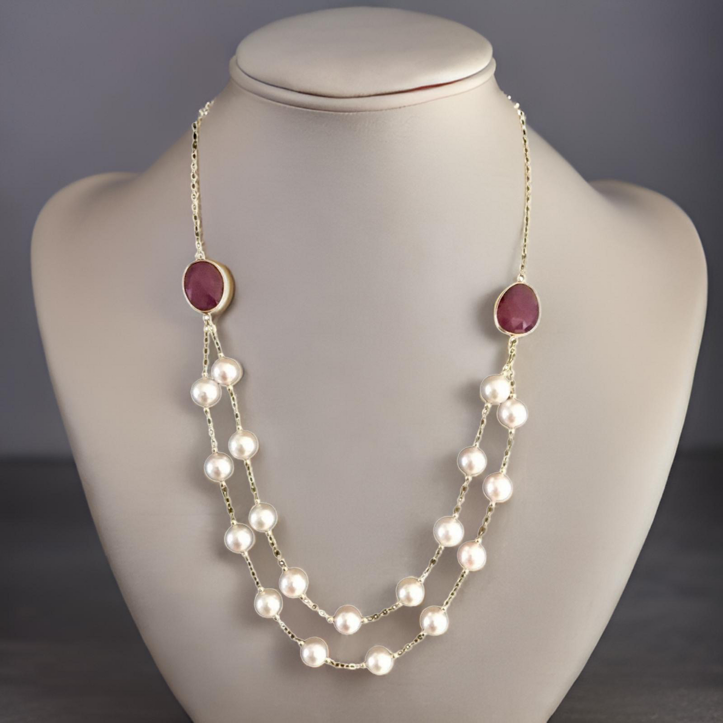 Akoya Pearl Ruby Necklace 14k Gold 7.80 mm 19 3/4" Certified $2,450 820424