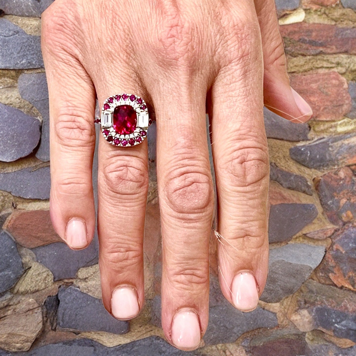 Tourmaline Ruby Sapphire Diamond Ring 14k Gold 5.1 TCW GIA Certified $12,750 210737