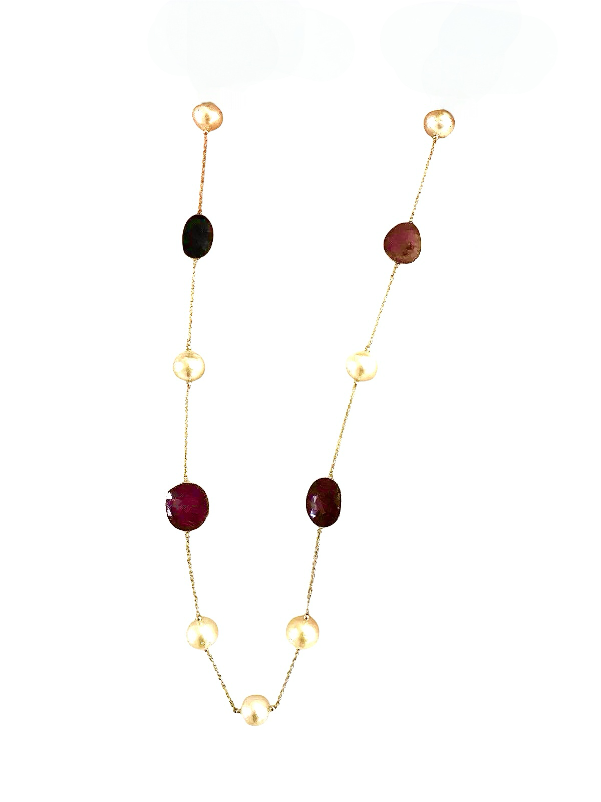 South Sea Pearl Ruby Sapphire Necklace 14k Gold Italy Certified $3,450 820427