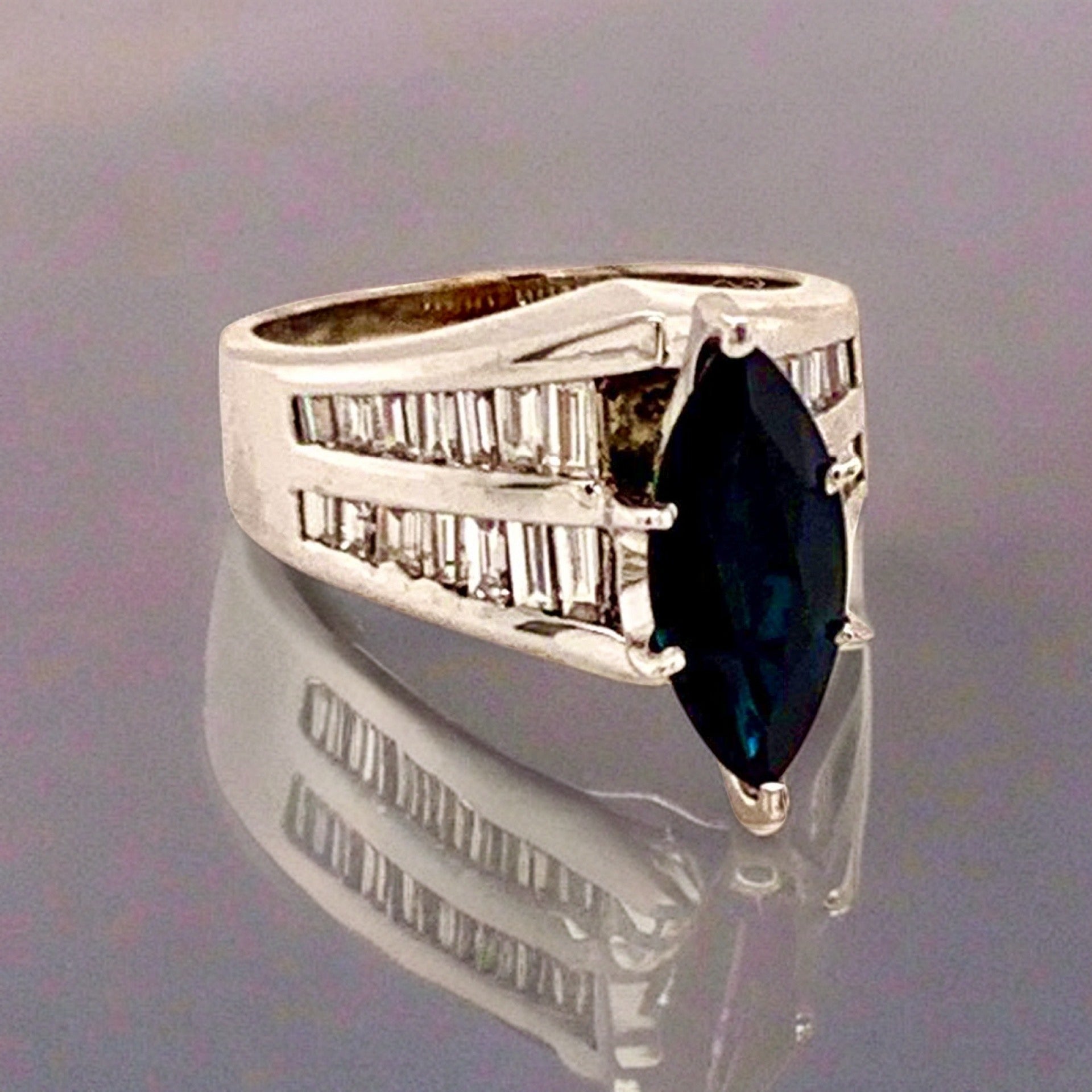 Diamond Sapphire Ring 14k Gold 2.60 TCW Women Certified $3,700 911204 - Certified Fine Jewelry
