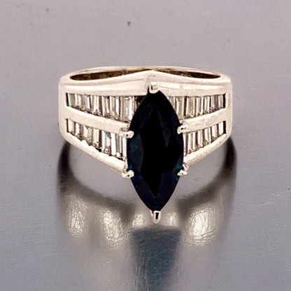 Diamond Sapphire Ring 14k Gold 2.60 TCW Women Certified $3,700 911204