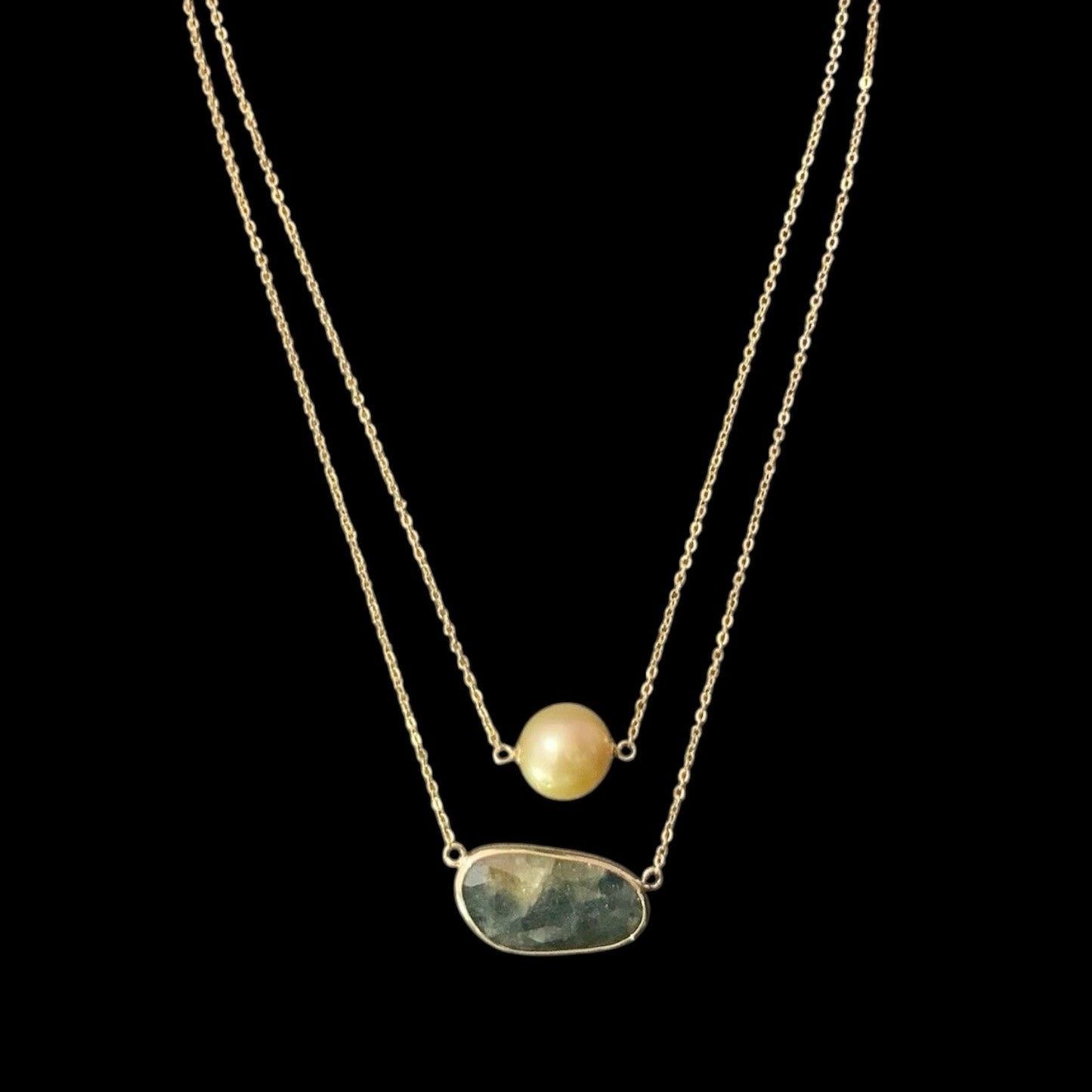 Golden South Sea Pearl Sapphire 14Kt 11.7Mm 19" Necklace Certified $1,790 820697