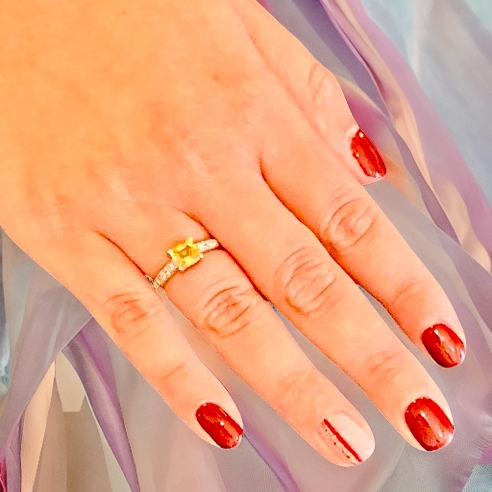 Diamond Yellow Sapphire Ring 14k Gold 1.66 tcw Women Certified $3,990 915184