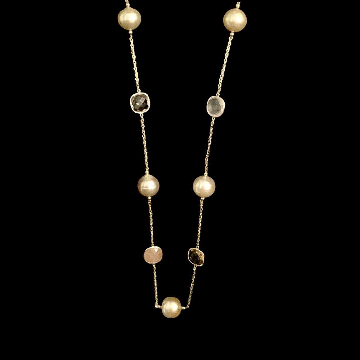 South Sea Gold Pearl Quartz Necklace 14k Gold 14.6 mm Certified $2,970 820708