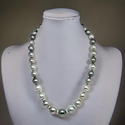 Diamond Tahitian Pearl Necklace 17.25" 12.9 mm 18k Gold 17.25" Certified $12,500 821383